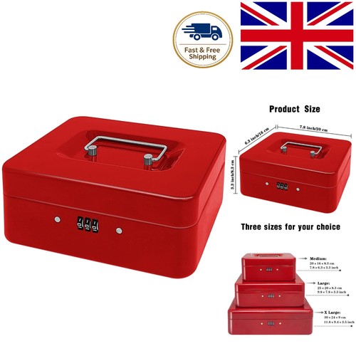 Red steel cash box with - steel,