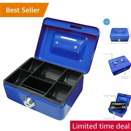 Compact blue cash box - blue,