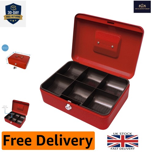 Stylish red cash box with - red, key