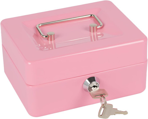 Money tin box with key - tin,