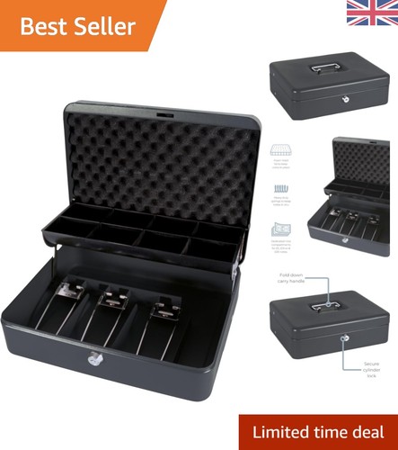 Durable black cash box with - black,