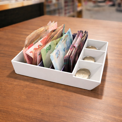 Cash tray coin - &, note