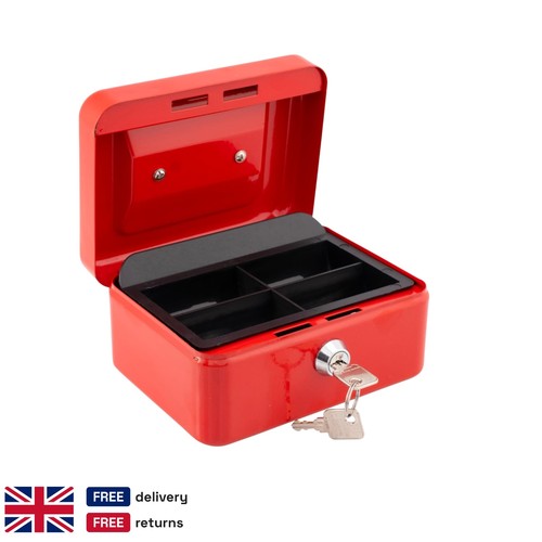 Red metal cash box - cash,